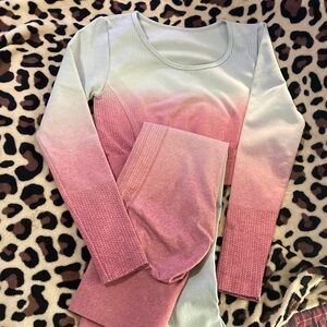 Pink and Cream Gradient Long Sleeve Top with matching leggings!